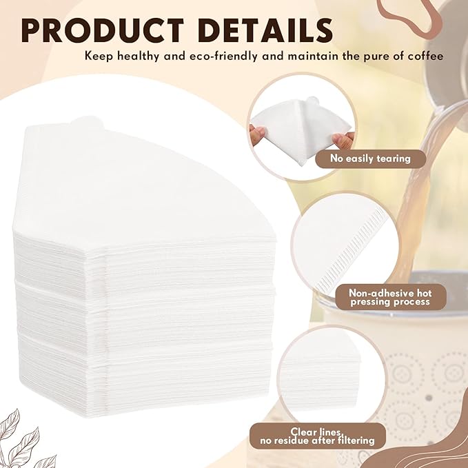 Skylety 500 Count #2 Cone Coffee Filter, Coffee Filters 2 Cone Pour Over Filters Natural Paper Unbleached Disposable Coffee Filters for Coffee Dripper and Drip Coffee Maker