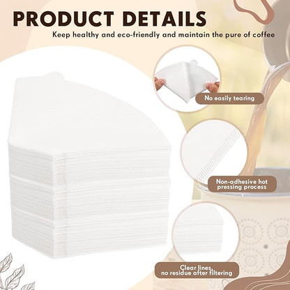 Skylety 500 Count #2 Cone Coffee Filter, Coffee Filters 2 Cone Pour Over Filters Natural Paper Unbleached Disposable Coffee Filters for Coffee Dripper and Drip Coffee Maker