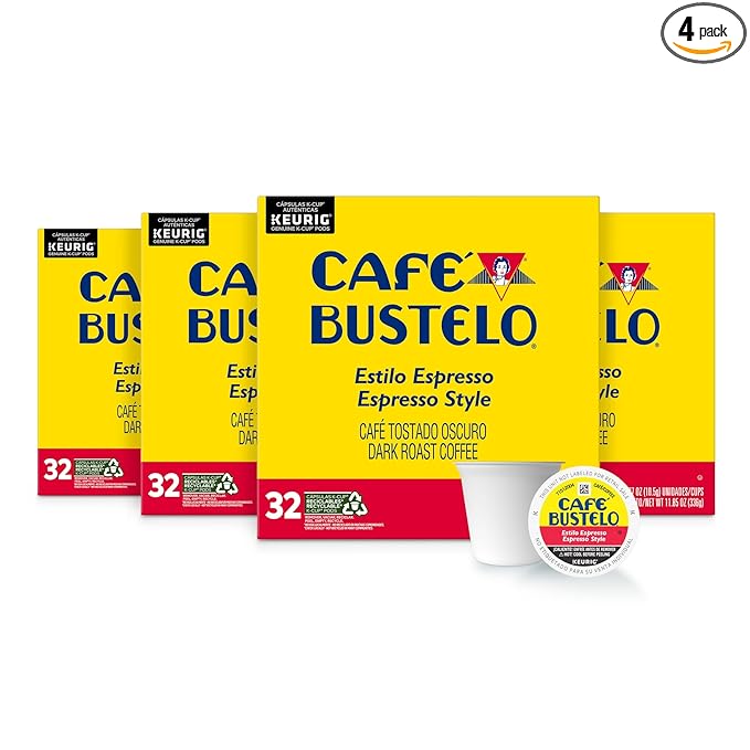 Café Bustelo Espresso Style Dark Roast Coffee, 128 Keurig K-Cup Pods