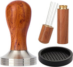 Load image into Gallery viewer, 51mm Espresso Tamper Kit, Hard Wood Espresso Tamper Tool &amp; Powder Press Pad &amp; 8-Needles Espresso Stirrers For 51 mm Portafilter