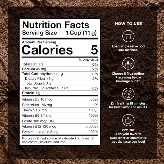 VitaCup Focus Mushroom Coffee Pods, Vanilla Flavored Coffee with Chaga, Lion’s Mane, Vitamins, Medium Dark Roast Arabica Beans, Recyclable Single Serve Pods Compatible with Keurig K-Cup Brewers, 64 Ct