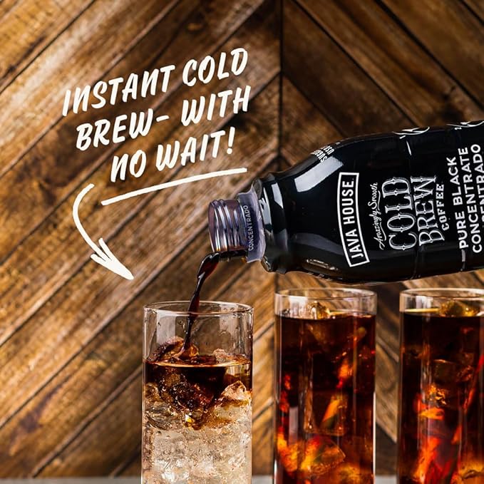 JAVA HOUSE Cold Brew Coffee, Colombian 4:1 Liquid Concentrate, 32 Ounce Bottle