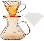 Load image into Gallery viewer, Bincoo Pour Over Coffee Maker Set,650ML Borosilicate Glass Carafe with Coffee Driper&amp;50pcs Paper Filter,Glass Coffee Maker for Home Café Restaurant(Champagne)