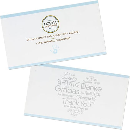 NOVICA Artisan Crafted Hand Blown Clear Blue Rim Recycled Glass Shot Glasses, 2 Oz. 'Tequila Blues' (Set Of 6)