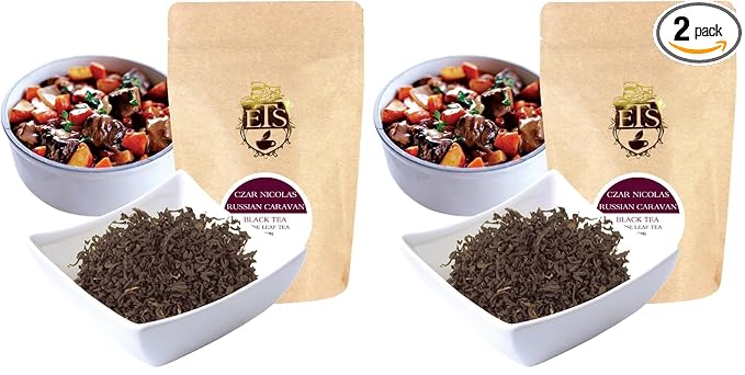 English Tea Store Loose Leaf, Czar Nicolas Russian Caravan Tea Pouches, 4 Ounce (Pack of 2)