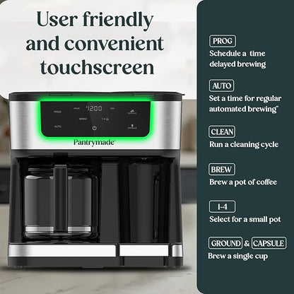 Deluxe 12-Cup Coffee Maker & Single Serve Brewer – Programmable, K-Cup Compatible, Adjustable Brew Size, Glass Carafe, Auto Shut-Off - Ideal for Home or Office