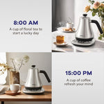 Load image into Gallery viewer, Mecity Electric Gooseneck Kettle With LCD Display Automatic Shut Off Retro Coffee Kettle Temperature Control Hot Water Boiler to Pour Over Tea, 1200 Watt Quick Heating Tea Pot, 0.8L, Stainless Steel