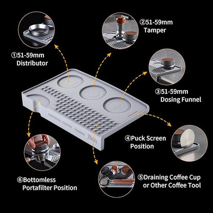 Espresso Tamping Mat for Counter, Ultra Thick Silicone Tamper Mat Coffee Bar Mat,Espresso Mat for Countertops,Fits for Baristas Home Kitchen Bar