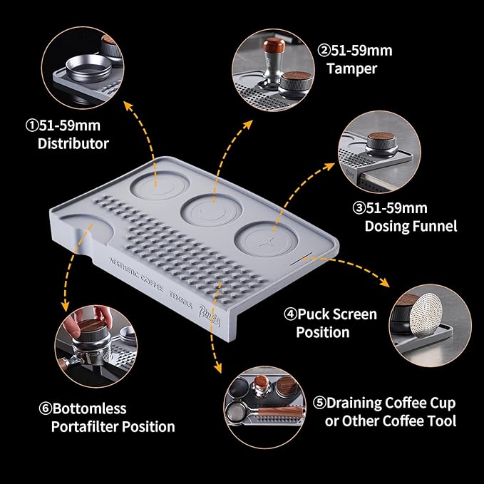 Espresso Tamping Mat for Counter, Ultra Thick Silicone Tamper Mat Coffee Bar Mat,Espresso Mat for Countertops,Fits for Baristas Home Kitchen Bar