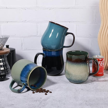 28 Oz Extra Large Ceramic Coffee Mug with Big Handle, Handmade Glazed Oversized Tea Cup for Office and Home, Microwave and Dishwasher Safe, Jumbo Coffee Mugs for Hot and Cold Drinking (Starry Blue)