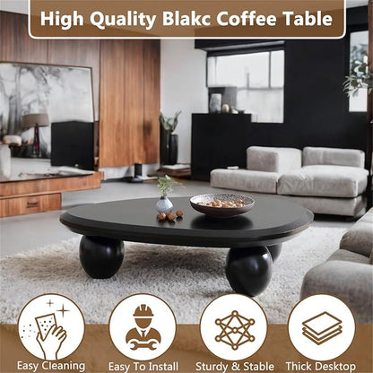 Cloud Coffee Table Modern Cute Coffee Tables Irregular Simple Tea/Center Table for Small Space End Table for Living Room, Home Office, Indoor (Black A Oval 39.4" Wx25.6 Dx11.8 H)