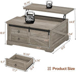 Load image into Gallery viewer, Itaar 39.4'' Lift Top Coffee Table with Storage, Farmhouse Coffee Tables for Living Room, Square Coffee Table with Large Hodden Compartment &amp; 2 Drawrs &amp; Adjustables Shelves (Gray)