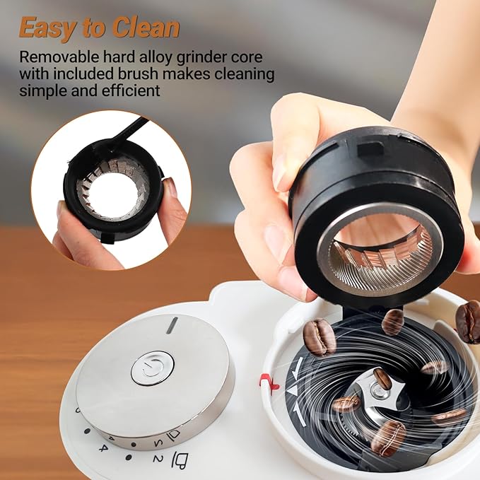 Electric Burr Coffee Grinder with 25 Grind Setting for 2-12 Cup Adjustable Stainless Steel Dosing Bean Mill Home Automatic Conical Freshly Ground Espresso Grinder with Cleaning Brush White