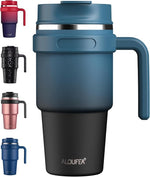 Load image into Gallery viewer, ALOUFEA 20 oz Insulated Coffee Mug Tumbler with Handle, Stainless Steel Travel Mug Tumbler with Lid and Straw,Double Wall Vacuum Leak Proof Ice Coffee Thermal Cup, Indigo Black