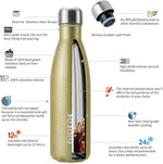 Load image into Gallery viewer, BJPKPK Insulated Water Bottles 17oz,Leak Proof Stainless Steel Water Bottle Keeps Cold for 24 Hours and Hot for 12 Hours, BPA Free,Gold