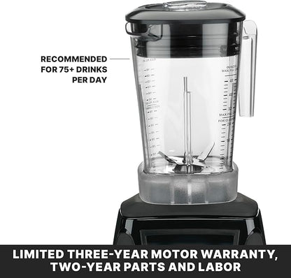 Waring Commercial MX1050XTXP 3.5 HP Blender with Electronic Keypad, Pulse Feature and a 48 oz. BPA Free Copolyester Container, 120V, 5-15 Phase Plug,Black