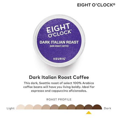 Eight O'Clock Coffee Dark Italian Roast, Single-Serve Keurig K-Cup Pods, Dark Roast Coffee, 48 Count