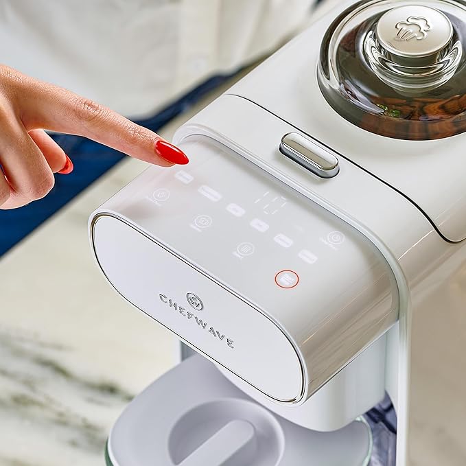 ChefWave Milkmade Non-Dairy Milk Maker (Silver/White)– 6-in-1 Vegan Plant-Based Milk Machine with Auto Clean, Delay Start & Glass Pitcher – Almond, Oat, Soy, Cashew, Coconut, Macadamia Milk Maker