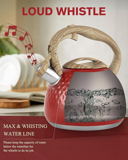 Tea Kettle,2.5 Quart Stovetop Tea Kettles Loud Whistle,Food Grade Stainless Steel Water kettles for Stove Top with Anti-hot Ergonomic Handle,Suitable for All Heat Sources
