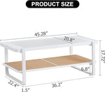 Load image into Gallery viewer, Mid Century Modern Coffee Table with Ribbed Glass Top and PE Rattan Storage Shelf, 45 Inch Rectangular Solid Wood Boho Coffe Table, Unique Center Table for Livinig Room Apartment Small Space