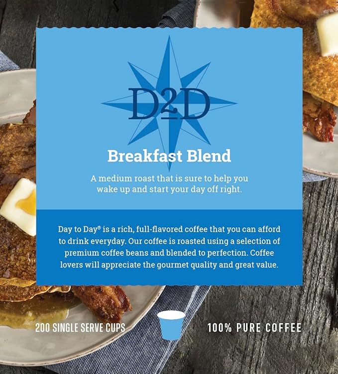 Day To Day 200-Count Breakfast Blend Medium Roast Single Serve Coffee Pods for K-Cup Keurig Brewer
