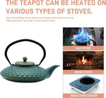 Load image into Gallery viewer, 27.1oz Small Cast Iron Teapot,SECHUDO Tea Kettle Coated with Enameled Interior for Stovetop Safe, Japanese Style Cast Iron Teapot with Stainless Steel Infuser for Loose Tea,Flat Pattern(800ml)