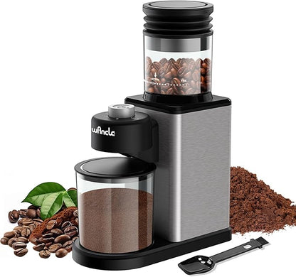 Wancle Conical Burr Electric Coffee Grinder Bean Grinder - 25 Adjustable Grind Settings for Espresso/French Press/Drip, 2-12 Cup Capacity, Low Noise & Anti-static with Powder Blower, Stainless Steel
