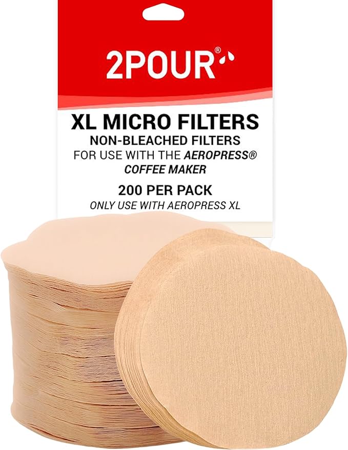 200x Coffee Filter Compatible with Aeropress XL - Reusable, Unbleached, Paper Coffee Filters, Natural Replacement for Espresso & Coffee Maker (Round)