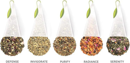 Tea Forte Wellbeing Assorted Presentation Box Tea Gift Set, 20 Count, 2 of Each Variety Individually Wrapped Handcrafted Pyramid Infuser Bags