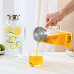 Load image into Gallery viewer, Netany 2 Pack 2 Liters/68 oz Square Glass Pitcher with Lid and Handle for Fridge, Iced Tea and Coffee Carafe Beverage Serveware, Heat Resistant Borosilicate Water Jug for Hot/Cold Drinks and Milk