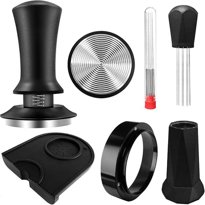 Espresso Tamper, Coffee Tamper with Espresso Distribution Tool, Espresso Tamper Mat, Espresso Dosing Funnel, Espresso Accessories, Wdt Tool Espresso, 51mm Espresso Tamper for Espresso Coffee Machine