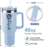 Load image into Gallery viewer, ThermoThrill Ships Next Day, Personalized 40 Oz Tumbler with Handle and Straw Custom Tumbler with Text Stainless Steel Mug Birthday Gifts for Women (3.Personalized with Birth Flower, 40OZ)