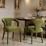 Load image into Gallery viewer, Olive-Green Velvet Dining Chairs Set of 2, Modern Solid Wood Kitchen Chairs, All-Over Fabric Upholstered Side Chairs for Kitchen/Dining Room/Living Room/Restaurant