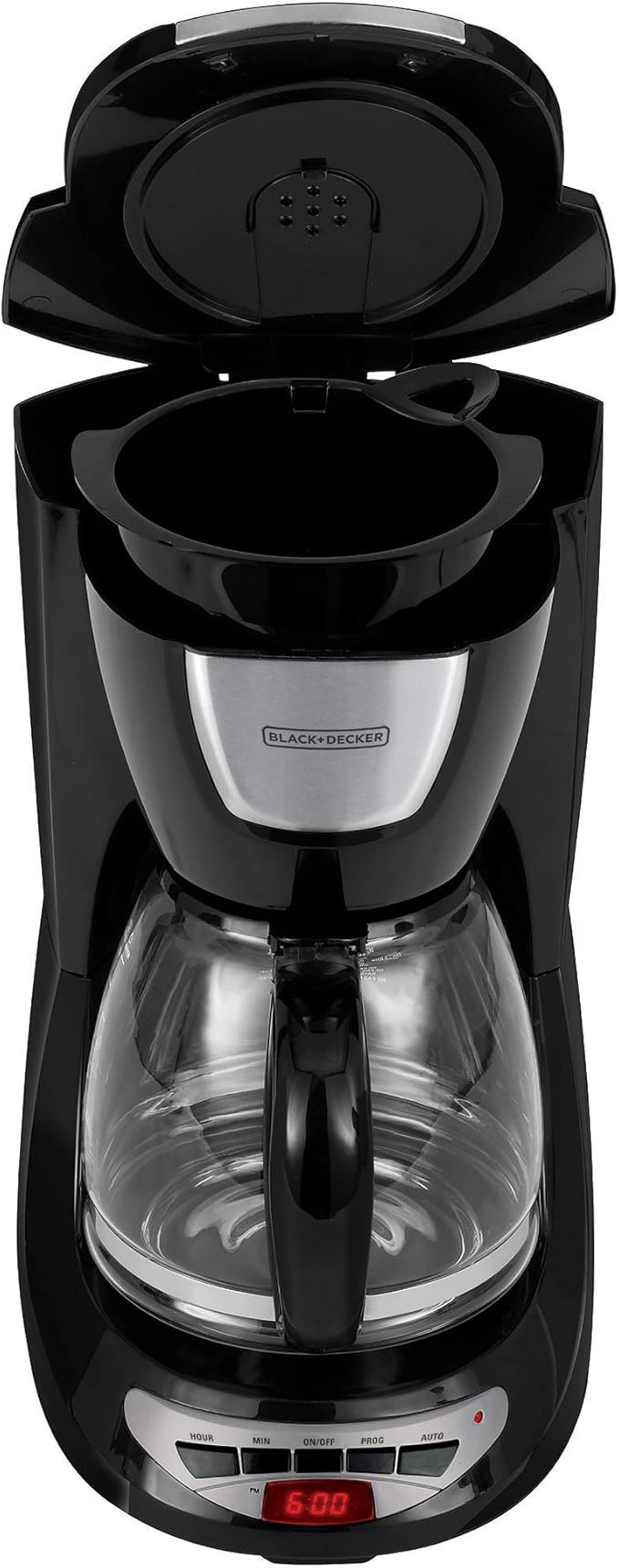 BLACK+DECKER DCM100B 12-Cup Programmable Coffeemaker with Glass Carafe, Black, One Size