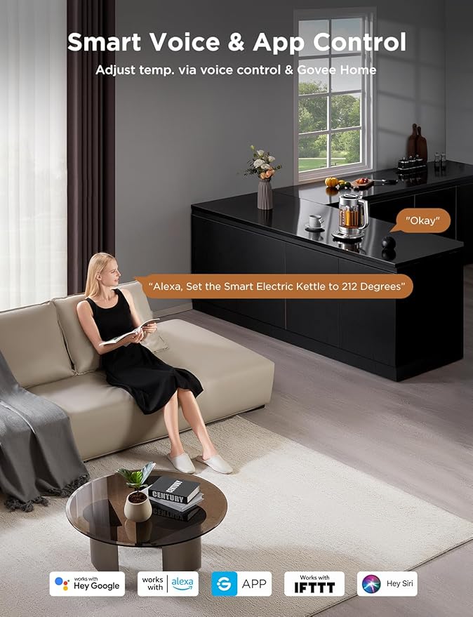 GoveeLife Smart Electric Kettle with Tea Infuser for Loose Leaf, 1.7 L Electric Tea Kettle with Brewing Program, Variable Temperature Control, 2 H Keep Warm & Auto Shut off, BPA Free, Sliver