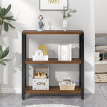 Load image into Gallery viewer, FOLUBAN Small Bookshelf and Bookcase, 3 Tier Low Short Book Shelf, Industrial Metal and Wood Book Case for Living Room Bedroom, Rustic Walnut