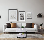 Modern Coffee Table,Faux Marble Tables,Small Round Coffee Tables with Shelf, Marble Coffee Table,Circle Center Table Low Coffee & Tea Table for Living Room Modern