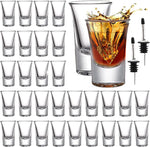 Load image into Gallery viewer, Tebery 30 Pack Shot Glass Bulk Heavy Base, 1.2 Oz Tequila Glass Set with 2 Bottle Pourer, Clear Small Whiskey Shot Glass Cups for Vodka, Liquors, Cocktail, Espressos, Bar