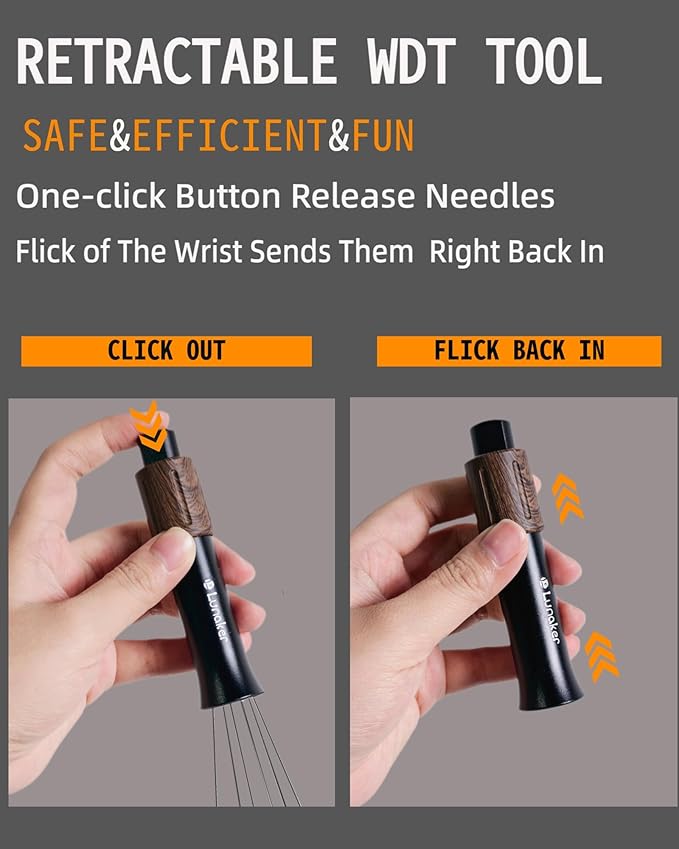 Flick WDT Espresso Distribution Tool - Tamper With Retractable Needles - Coffee & Espresso Machine Accessories