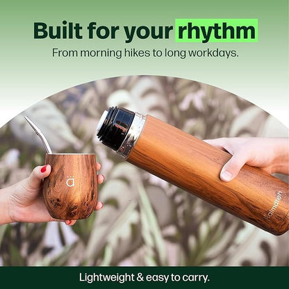 KALMATEH Modern & Elegant Double Walled Vacuum Insulated Stainless Steel Thermo Bottle 1000 ml, Precise Pouring & Heat Retention For Yerba Mate, Coffee, Tea, and Camping