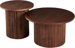 Load image into Gallery viewer, NORDICANA Nesting Round Coffee Table Set of 2, Boho 2 Piece Side Table End Table Set for Living Room Bedroom, Manufactured Wood Top with Walnut Veneer