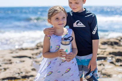 HYDRO CELL Stainless Steel Sport Water Bottle with Straw - Keeps Drinks Cold & Hot via a Leak Proof Metal Triple Insulated Vacuum Flask for All Sports and Outdoors Activities (White 14oz)