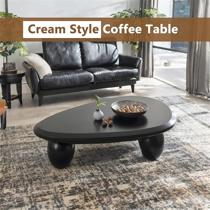 Cloud Coffee Table Modern Cute Coffee Tables Irregular Simple Tea/Center Table for Small Space End Table for Living Room, Home Office, Indoor (Black A Oval 39.4" Wx25.6 Dx11.8 H)