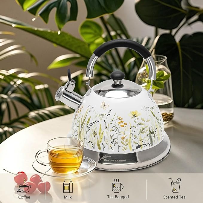 Tea Kettle, 3.1 Quart Whistling Tea Pot for Stove Top, Food Grade 304 Stainless Steel Teapot with for Coffee, Tea, Milk etc