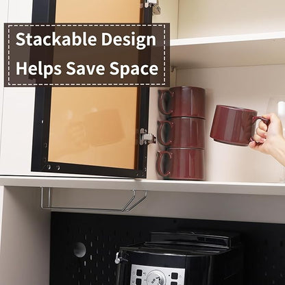 Large Coffee Mugs Set of 4, 19 oz Stackable Ceramic Coffee Mug, Coffee Cups with Large Handle for Latte, Cappuccino, Milk, Tea, Dishwasher & Microwave Safe, Ideal Gift for Men, Women - Red