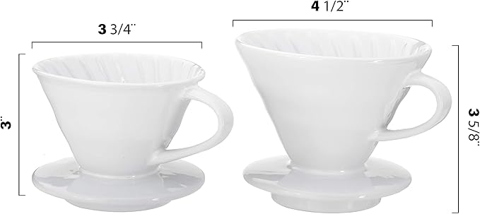 Pour Over Coffee Dripper - Ceramic Slow Brewing Accessories for Home, Cafe, Restaurants - Easy Manual Brew Maker Gift - Strong Flavor Brewer - V01 Paper Cone Filters - Red, 1 Cup