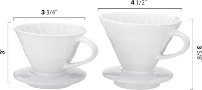 Pour Over Coffee Dripper - Ceramic Slow Brewing Accessories for Home, Cafe, Restaurants - Easy Manual Brew Maker Gift - Strong Flavor Brewer - V01 Paper Cone Filters - Red, 1 Cup