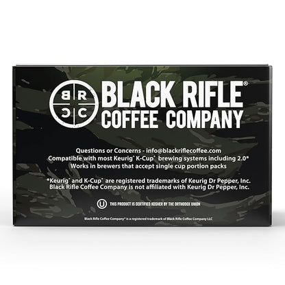 Black Rifle Coffee Company Just Black, 12 Count, Medium Roast K Cups - Single Serve K Cups Coffee Pods - Kcup Pods Compatible with Keurig 1.0 & 2.0 - Made from Arabica Beans