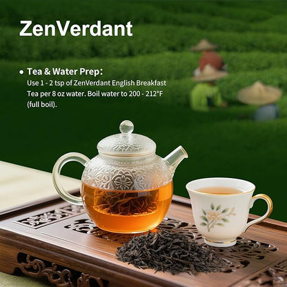 ZenVerdant Unique Breakfast Tea Blend - 3 Premium Wuyi Rock & Black Teas, Loose Leaf, Resealable Pouch | Floral Notes, Caramel Sweet Aftertaste, Smooth & Non-Bitter | 3+ Steeps