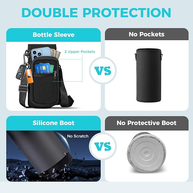 Stainless Steel Water Bottles 32oz - Cold-48h Hot-24h Insulated Water Bottle with Straw & Auto Spout Lid, Carrier Bag & Protective Cup Mat, Metal Thermo Flask Reusable Gym Waterbottle Jug Leak Proof